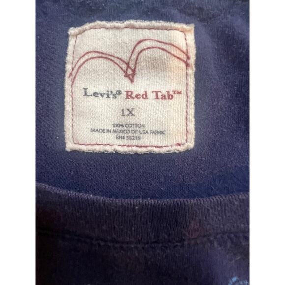 LEVIS RED TAB BLUE SPARKLY LOGO TEE WOMENS PLUS SIZE 1X - Picture 2 of 5